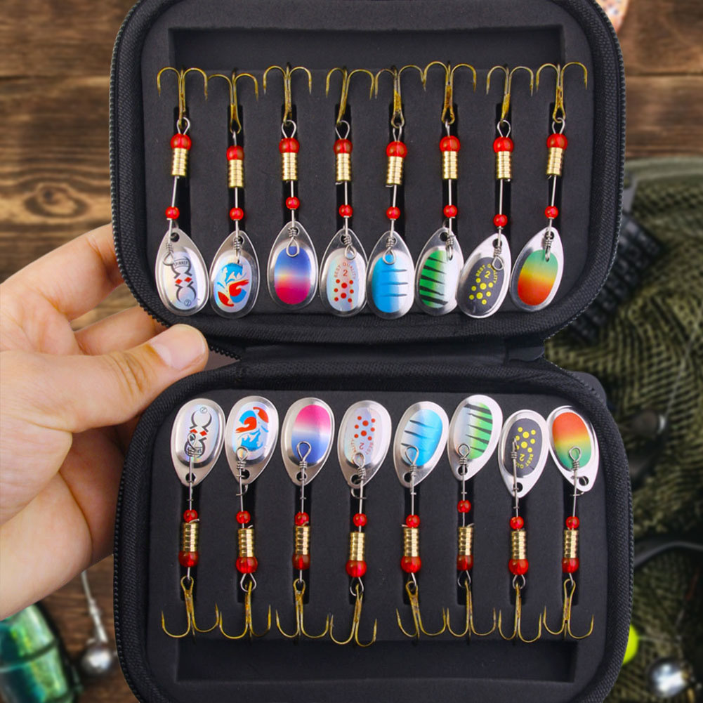 16Pcs Metal Spoon Spinner Fish - Fishing Hook Treble recension och pris