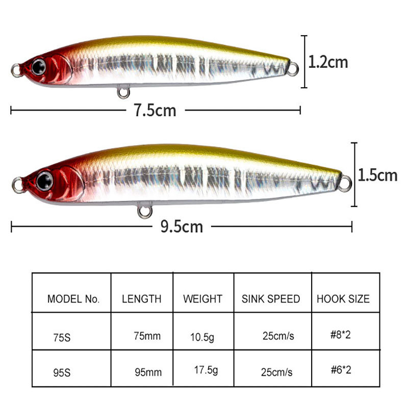 Water Sniper 10.5g 75mm Jerk P - Fishing Hook Treble recension och pris