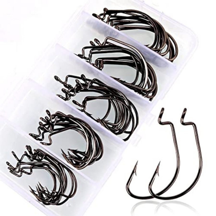 Offset Shank Worm Hooks High C - Fishing Hook Weedless recension och pris
