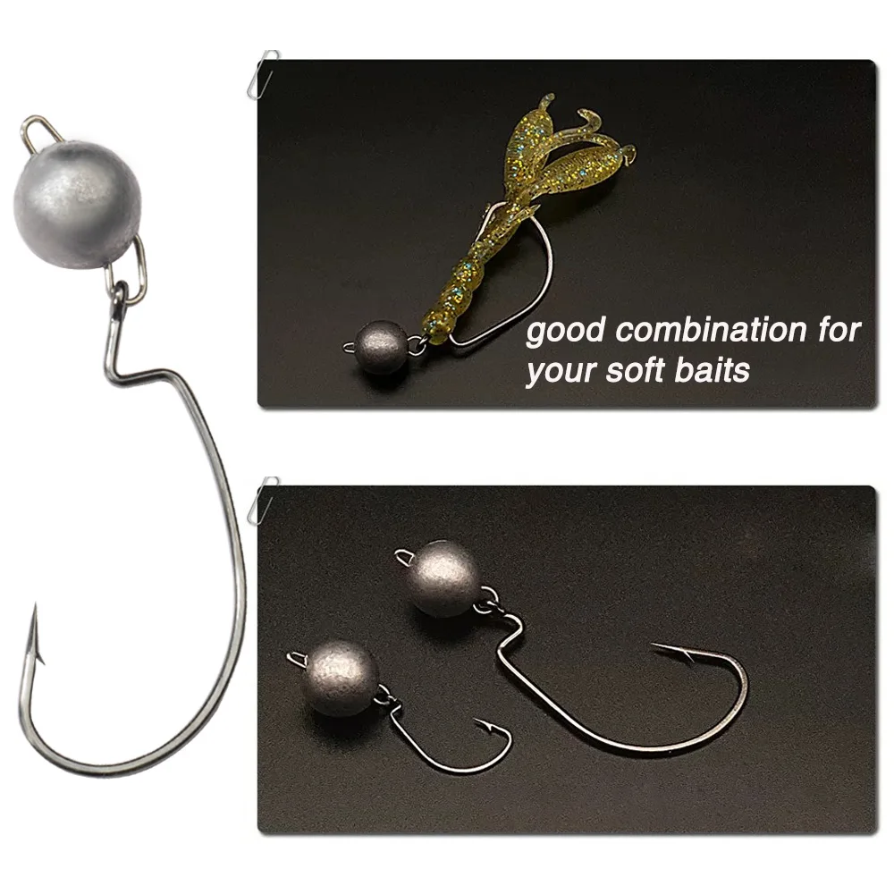 5Pcs Metal Jig Head Worm Hooks - Fishing Hook Offset recension och pris
