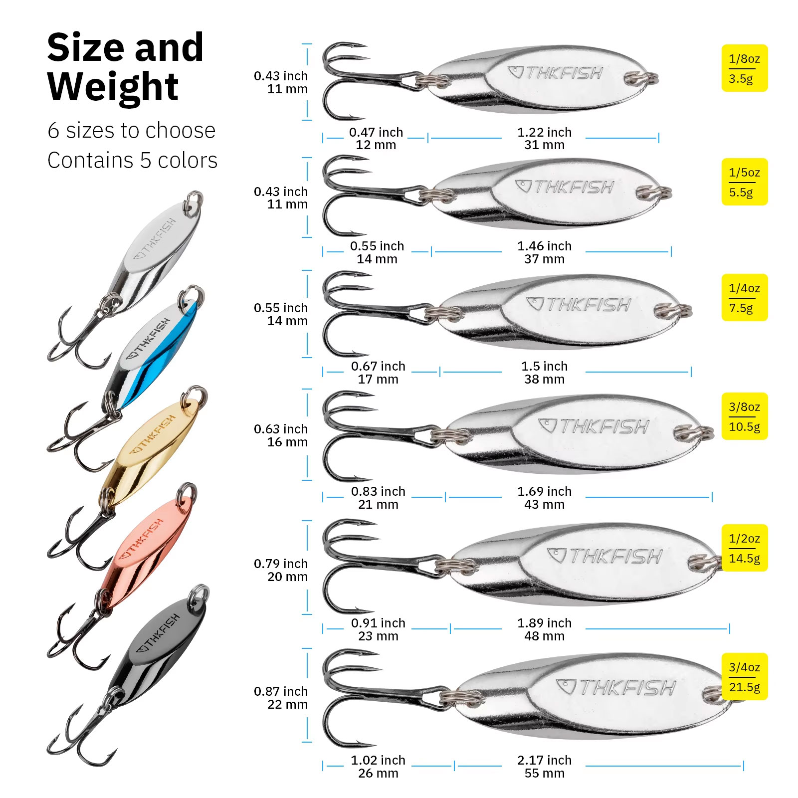 5pcs Metal Spinner Spoon Lures - Fishing Hook Treble recension och pris